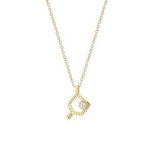 Sterling Silver CZ Pickleball Racket Pendant Necklace w/18K Gold Plating:P3